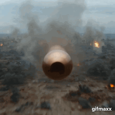 POV of a bullet shooting across a battlefield