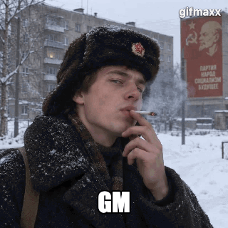 Soviet young man smoking a joint outside in the winter